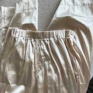 Daily Drills Cream Satin Elastic-Waist Pants